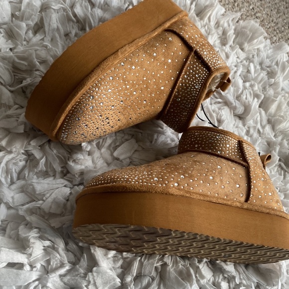 New Madden Girl Platform rhinestone tan boots booties 6.5 - Picture 5 of 11